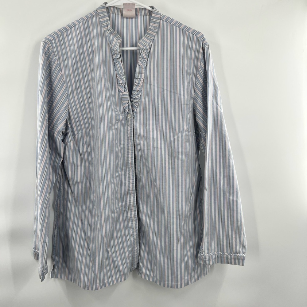 Brooks Brothers blue striped pajama long sleeve size L